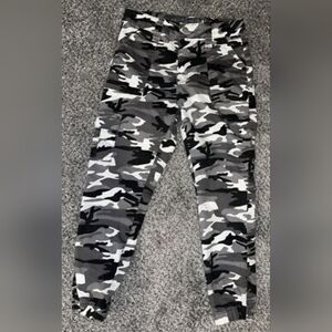 V. I. P. Camo cargo style jogger pants. Size 17/33. Color Grey, black & white